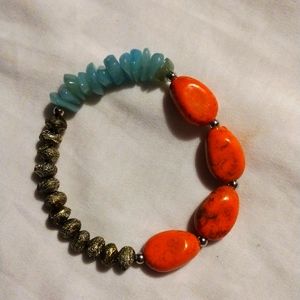 Orange and Turquoise Stretch Bracelet